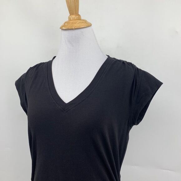Athleta T Shirt Womens XS Extra Small Black Outbound V Neck Ruched Side Stretch - Picture 3 of 13